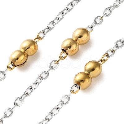 304 Stainless Steel Cable Chains with Beads CHS-F020-10GP-1