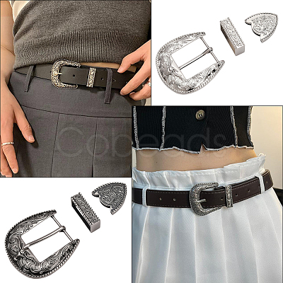 2 Sets 2 Colors Belt Zinc Alloy Buckle Sets FIND-CY0001-30-1