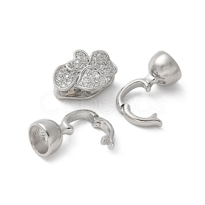Brass Micro Pave Cubic Zirconia Fold Over Clasps KK-U052-13P-1