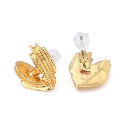 304 Stainless Steel Heart Stud Earrings for Women LS-AJEW-Z009-04B-G-1