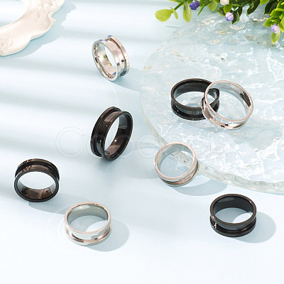 12Pcs 6 Styles 201 Stainless Steel Grooved Finger Ring Settings RJEW-TA0001-04EB-1