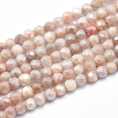 Electroplate Natural Sunstone Beads Strands G-K256-17-4mm-1