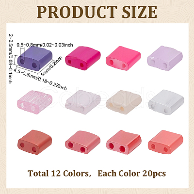 240Pcs 12 Colors 2-Hole Baking Paint Glass Seed Beads SEED-ME0001-10C-1