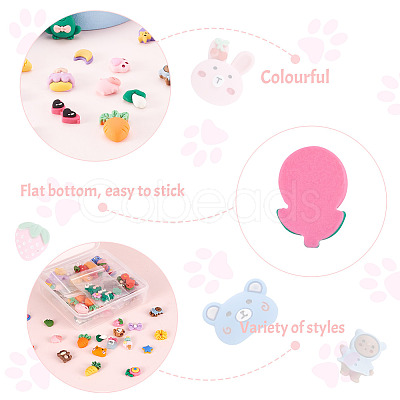 60 Sets 20 Style Opaque Resin Cabochons CRES-YS0001-04-1