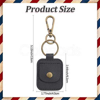 Rectangle PU Leather Ring Holder Pendant Decoration AJEW-WH20054-027A-1