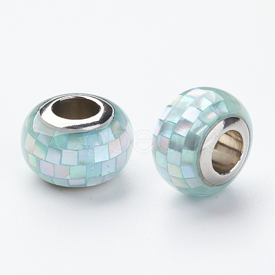 304 Stainless Steel Resin European Beads RPDL-P002-A10-1