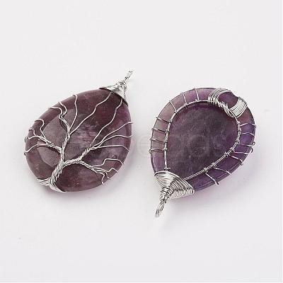 Natural Amethyst Big Pendants G-G956-A02-FF-1