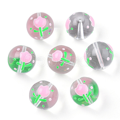 Transparent Glass with Enamel Beads LAMP-T011-20B-1