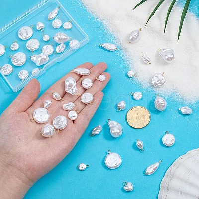 48Pcs 12 Styles Plastic Imitation Pearl Pendants FIND-PH0059-53-1