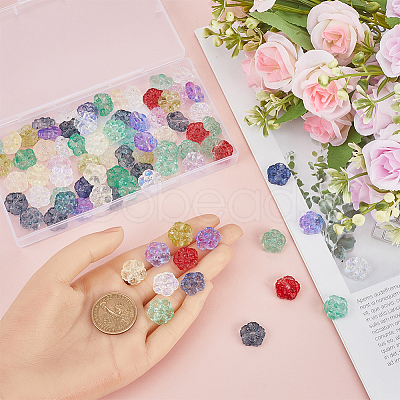 100Pcs Spray Painted Transparent Glass Beads GLAA-SC0002-40-1