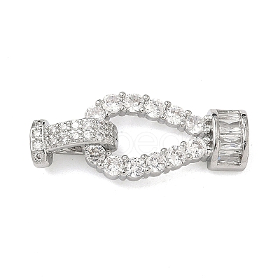 Brass Micro Pave Clear Cubic Zirconia Fold Over Clasps KK-U059-60P-1