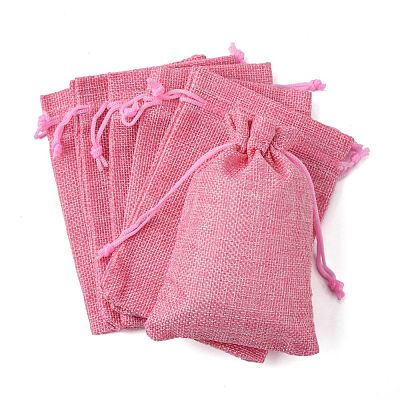 Polyester Imitation Burlap Packing Pouches Drawstring Bags X-ABAG-R004-14x10cm-04-1