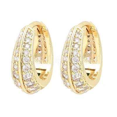 Brass Micro Pave Cubic Zirconia Hoop Earrings KK-CBAD104-04G-D-1