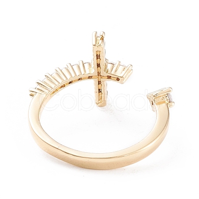 Brass Micro Pave Clear Cubic Zirconia Cuff Rings X-RJEW-F102-10G-1