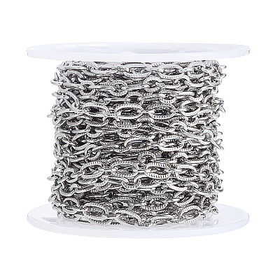 304 Stainless Steel Textured Cable Chains CHS-WH0020-004P-1