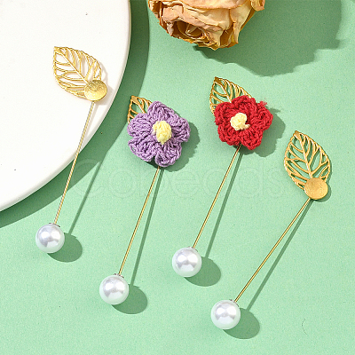 60Pcs 2 Styles Leaf Stainless Steel Round Tray Stick Lapel Pins JEWB-SC0001-75E-1