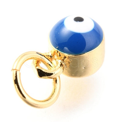 Brass Enamel Pendants KK-Y001-02B-03G-1