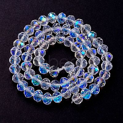 Electroplate Transparent Glass Beads Strands EGLA-YW0001-65B-1