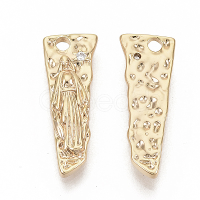 Brass Cubic Zirconia Pendants KK-T050-36G-NF-1