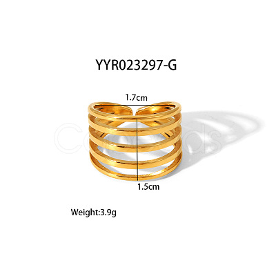 Geometric 304 Stainless Steel Open Cuff Rings with Irregular High-end Feel NH8943-11-1