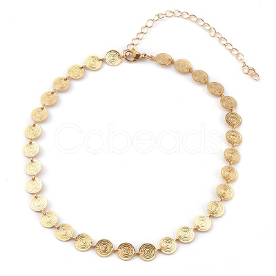 Brass Flat Round Link Chain Necklaces NJEW-JN03361-1