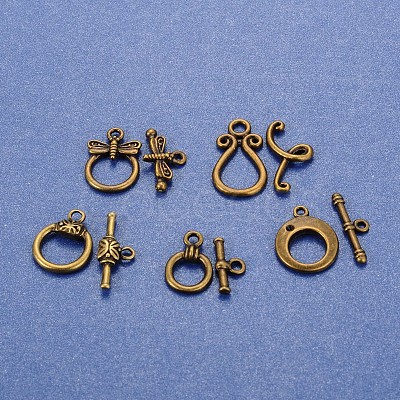 Mixed Tibetan Style Toggle Clasps TIBE-PH0004-11-1