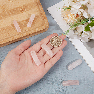 6Pcs Natural Rose Quartz Connector Charms G-OC0005-91C-1
