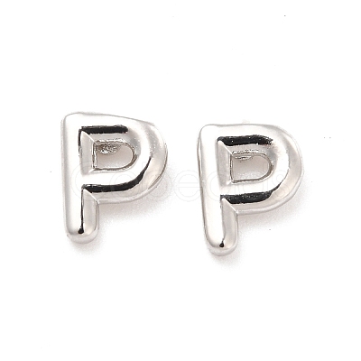 Brass Hollow Out Initial Letter Stud Earrings EJEW-A044-01P-P-1