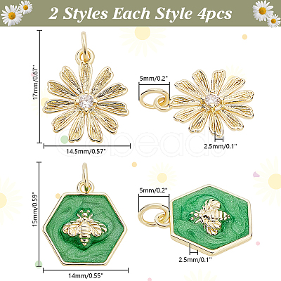 8Pcs 2 Styles Brass Enamel Pendants KK-AR0004-61-1