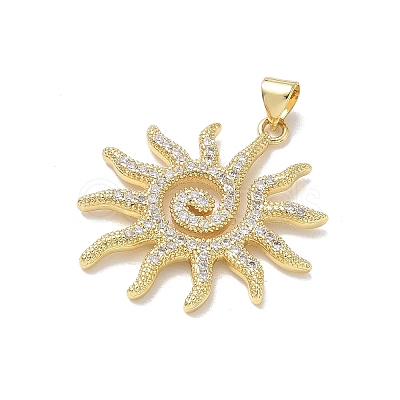 Brass Clear Cubic Zirconia Pendants X-KK-E796-07G-1