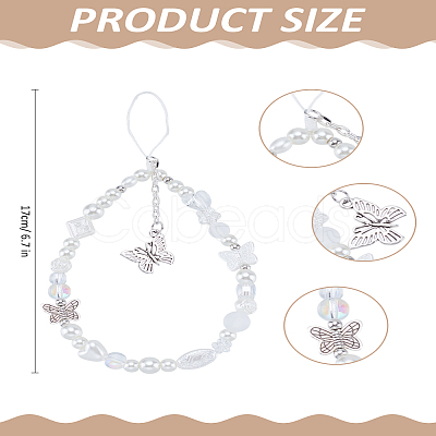 1Pc Plastic Butterfly Round Beads Mobile Straps AJEW-LP0004-53-1