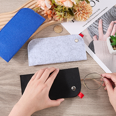 3Pcs 3 Colors Rectangle Felt Eyeglass Case AJEW-CN0007-36A-1