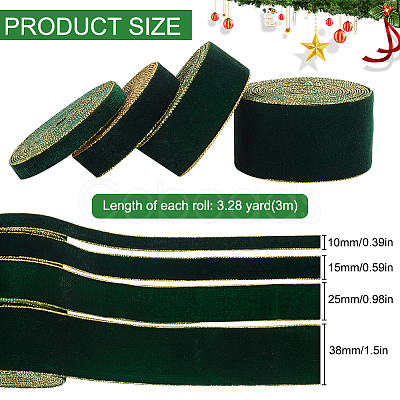 12M 4 Styles Polyester Single Face Velvet Ribbon OCOR-BC0005-56A-1