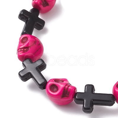 Halloween Cross & Skull Acrylic Bead Stretch Bracelets BJEW-JB12617-1