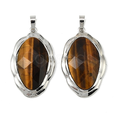 Natural Tiger Eye Faceted Pendants G-D102-02P-02-1