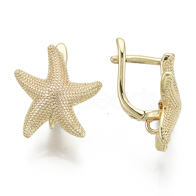 Brass Hoop Earring Findings with Latch Back Closure KK-S348-508-NF-1