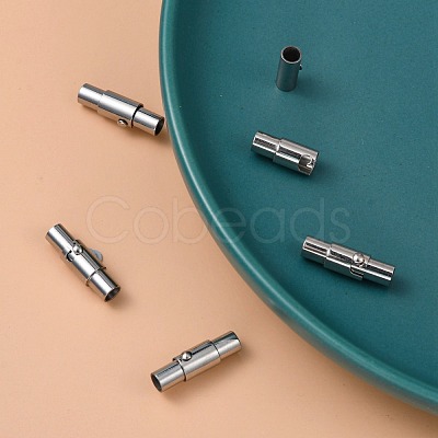 Tarnish Resistant 304 Stainless Steel Locking Tube Magnetic Clasps X-STAS-H019-5-1