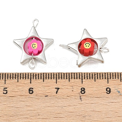 CCB Plastic Frame with Polymer Clay Beads Star Links Connector Charms KK-D103-09A-P-1