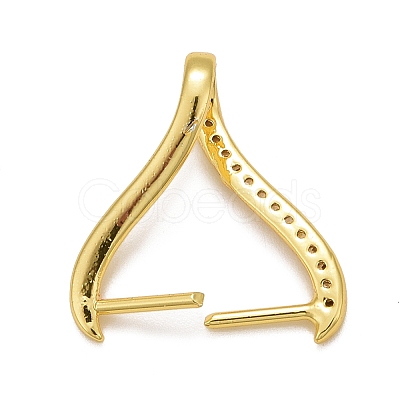 Rack Plating Brass Micro Pave Cubic Zirconia Ice Pick Pinch Bails LS-KK-B056-01G-1