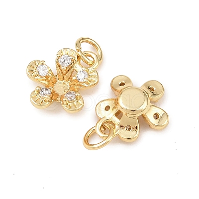 Brass Micro Pave Clear Cubic Zirconia Charms KK-G544-06G-02-1
