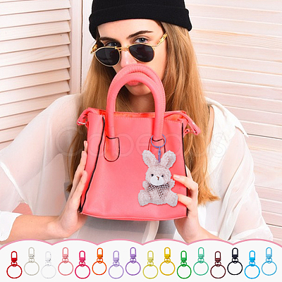 32Pcs 16 Colors Baking Paint Zinc Alloy with Iron Swivel Snap Clasps and Rings FIND-PH0024-03-1