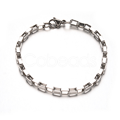 Tarnish Resistant 304 Stainless Steel Box Chain Bracelets BJEW-M165-01P-1