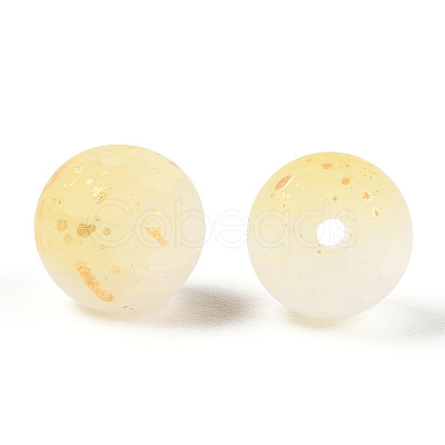 Frosted Baking Paint Crackle Glass Beads with Glitter Powder X1-DGLA-T004-8mm-01I-1
