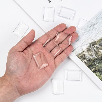 Transparent Rectangle Glass Cabochons GGLA-R025-33x23-1