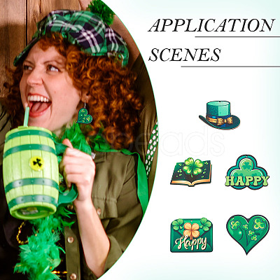 DIY Saint Patrick's Day Wood Dangle Earrings Making Kit DIY-TA0009-17-1