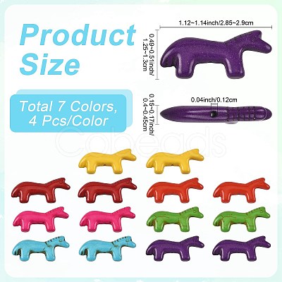 28Pcs 7 Colors Synthetic Turquoise Beads G-FS0005-94-1