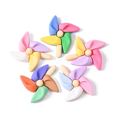 30Pcs 5 Colors Opaque Colorful Windmill Resin Cabochons RESI-CJ0002-52-1