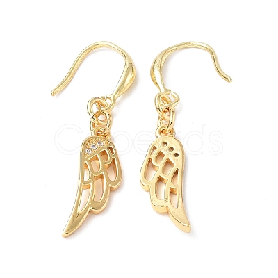 Clear Cubic Zironia Wing Dangle Earrings EJEW-B017-21G-1