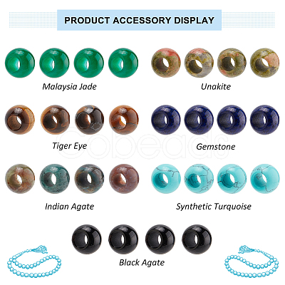 28Pcs 7 Styles Mixed Gemstone European Beads G-PH0002-37-1