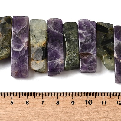 Natural Amethyst and Prehnite Beads Strands G-S386-D17-1